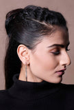 Oval Metallic Silver plated Statement Hoop Earrings