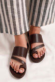 Ombre Brown Cruelty Free Leather Sliders
