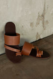 Caramel Brown Cruelty Free Leather Sliders