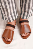Cinnamon Brown Cruelty Free Leather Sliders
