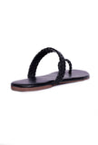 Black Knotted Cruelty Free Leather Sandals