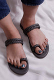 Grey Knotted Cruelty Free Leather Sandals