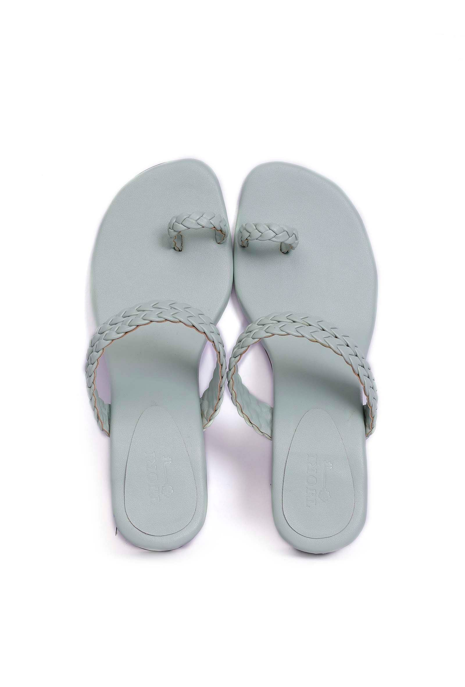 Ice Blue Knotted Cruelty Free Leather Sandals