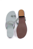 Ice Blue Knotted Cruelty Free Leather Sandals