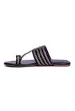 Black Knotted Cruelty Free Leather Kolhapuri Inspired