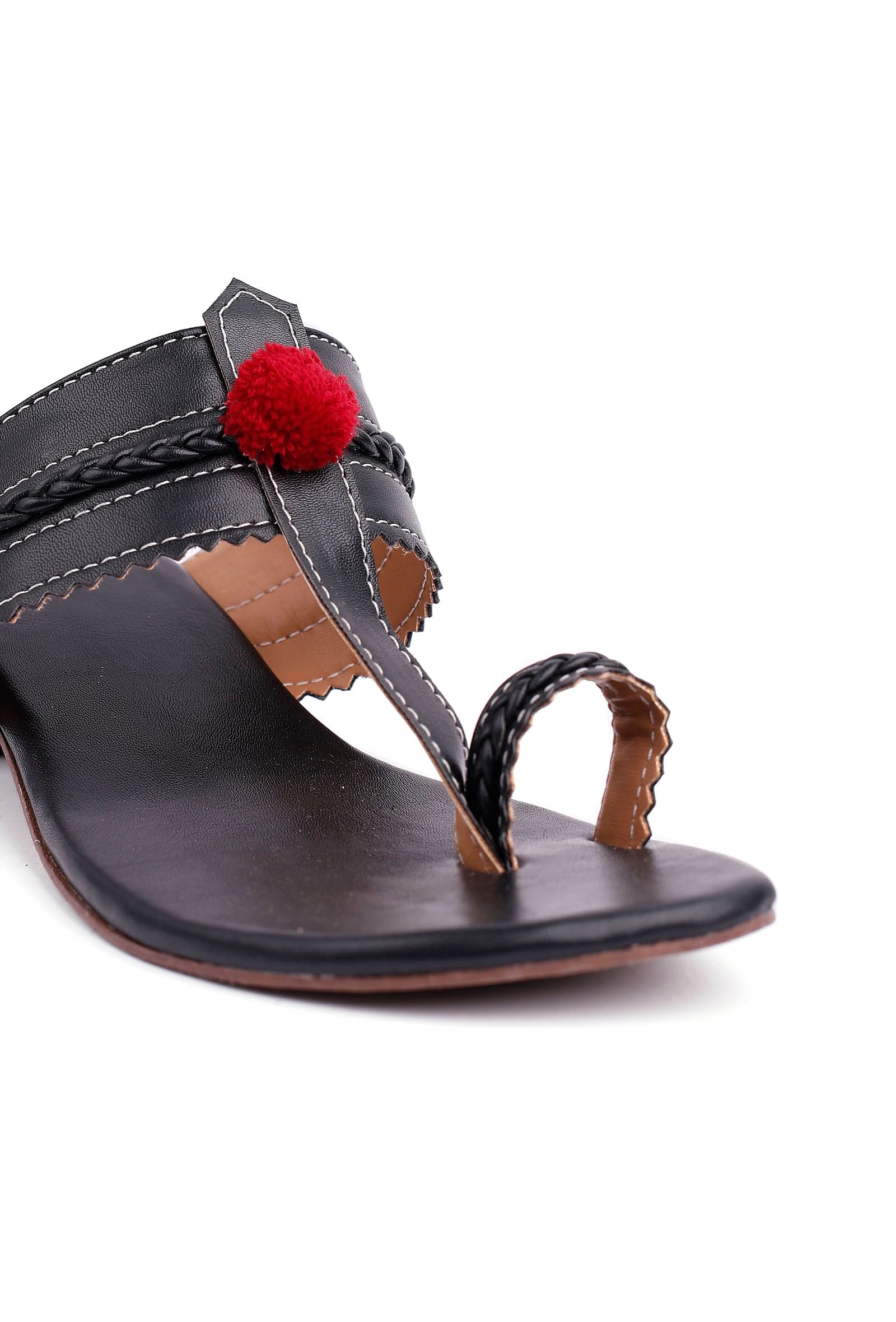 Maya Black Cruelty Free Leather Heels Sandals
