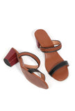 Chocolate Brown Strap Cushion Padded Heels