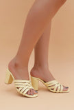 Cream Yellow Strap Cushion Padded Heels