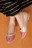 Pink Brocade with Gold Loafers