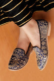 Royal Blue Brocade Loafers