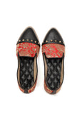 Black with Red Brocade Loafers