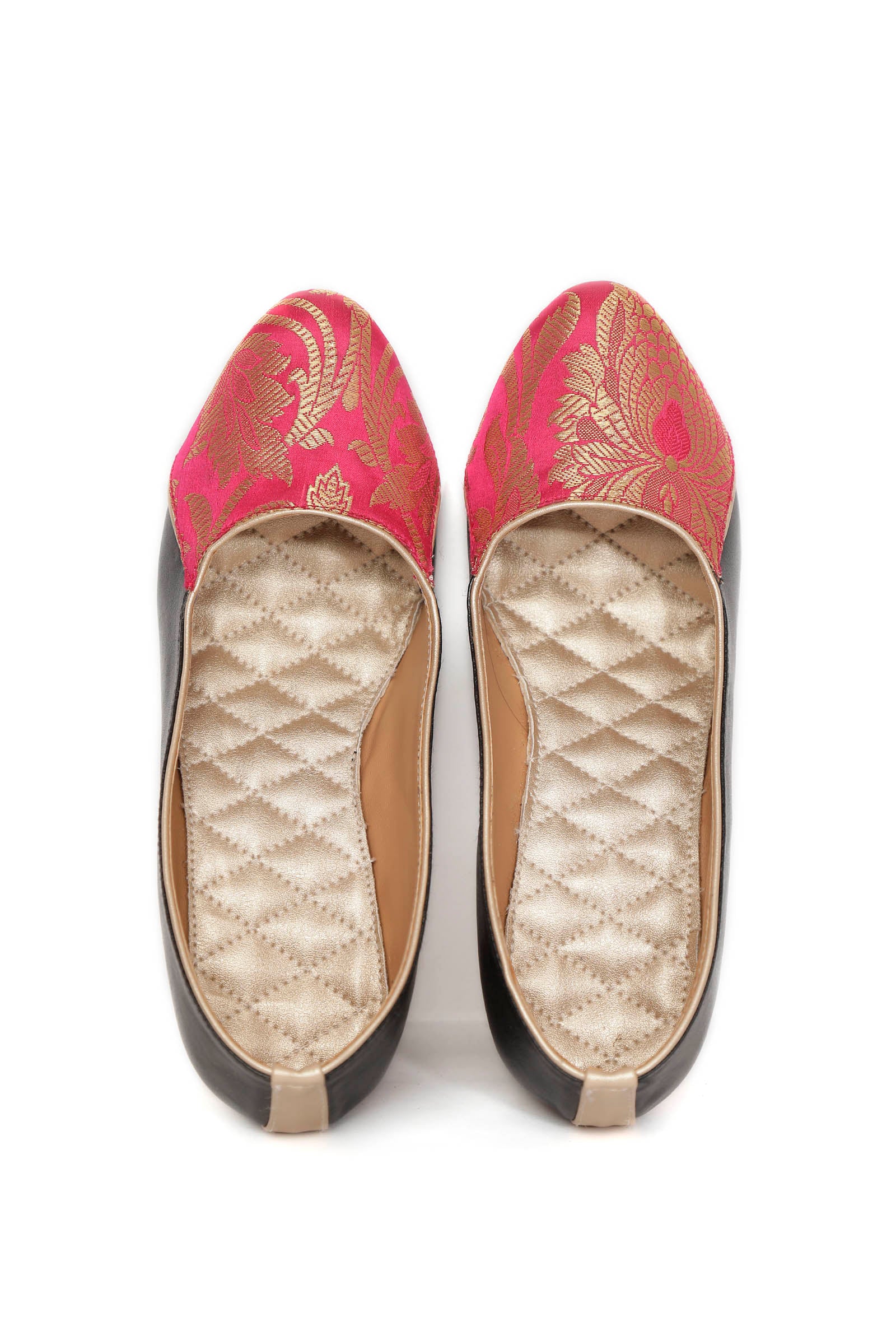 Magenta Pink Brocade Block Heels