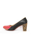 Magenta Pink Brocade Block Heels