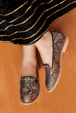 Black Brocade Loafers