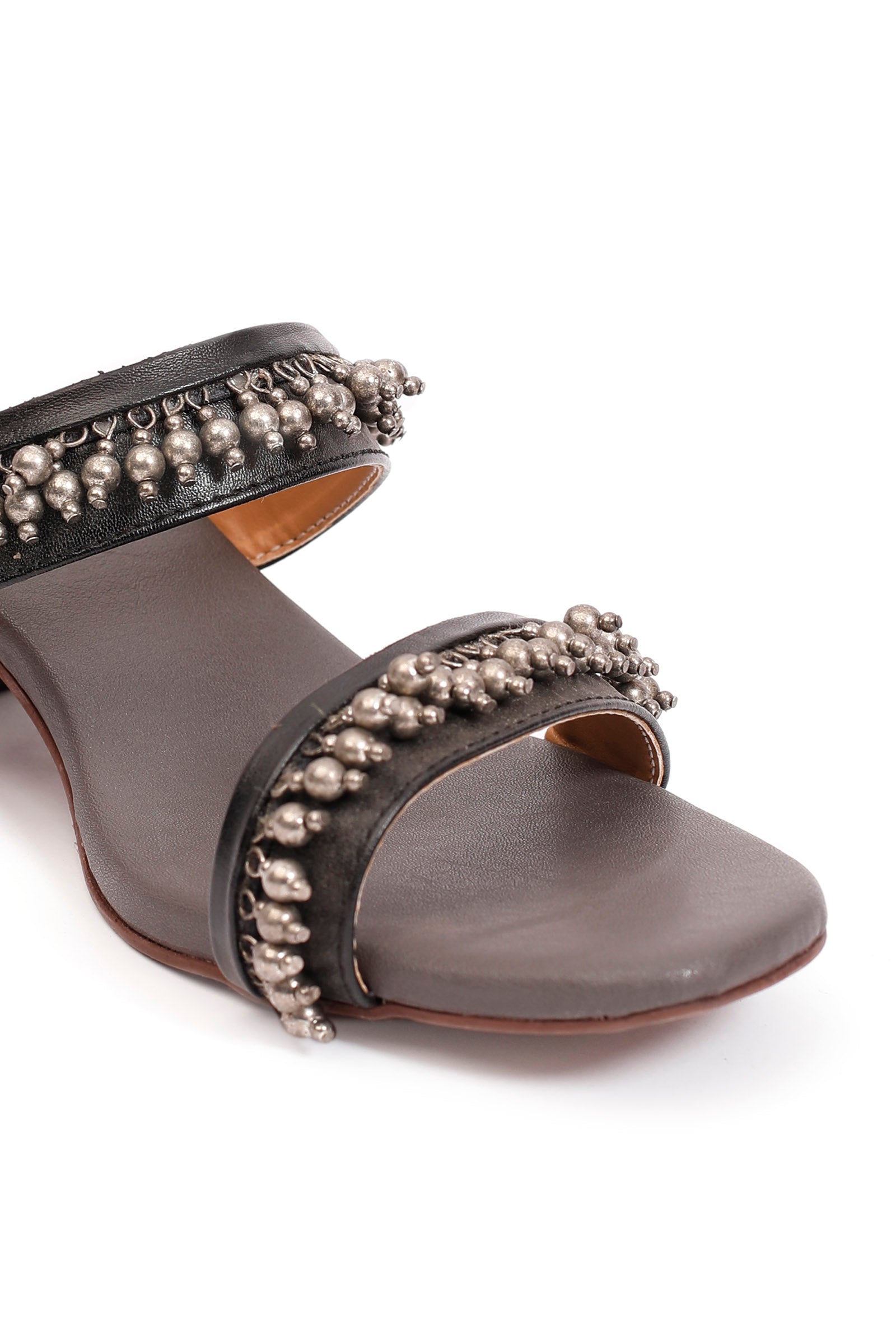 Trilochana Grey Ghungroo Strap Sandals