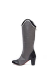 Dusty Grey and Black Cruelty Free Leather Long Boots