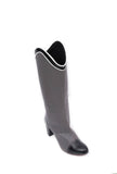 Dusty Grey and Black Cruelty Free Leather Long Boots