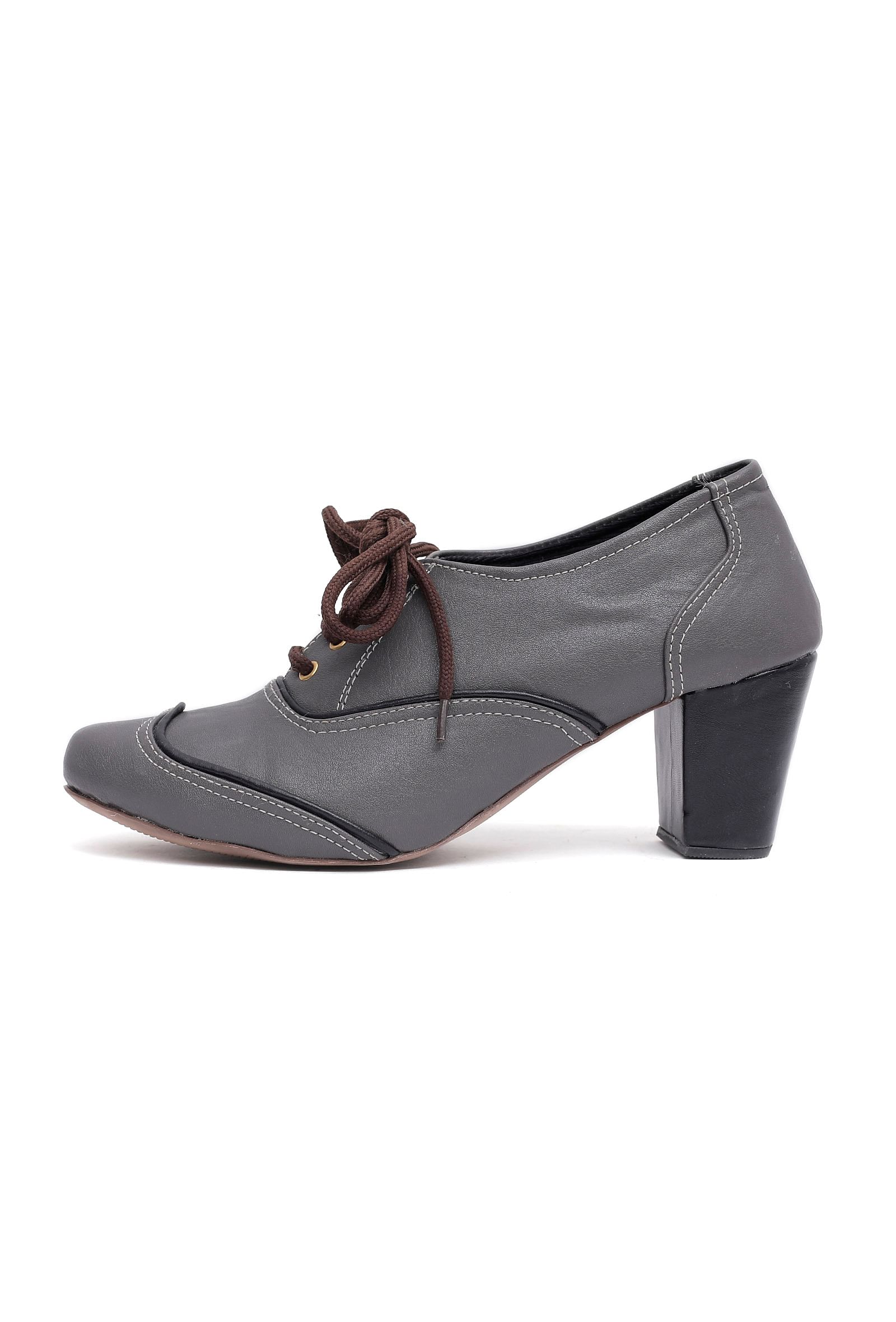 Dove Grey Cruelty Free Leather Oxford Heel Boots