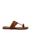 Side view of brown vegan leather Kolhapuri chappals