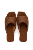 Fawn Brown Quilted Cruelty Free Leather Sliders