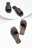 Pecan Brown Quilted Cruelty Free Leather Sliders
