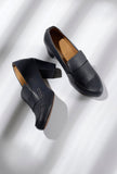 Lead Black Cruelty-Free Leather Loafer Heels