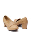 Beige Cruelty-Free Leather Loafer Heels