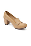 Beige Cruelty-Free Leather Loafer Heels