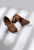 Taffy Brown Cruelty-Free Leather Loafer Heels
