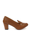 Taffy Brown Cruelty-Free Leather Loafer Heels