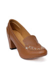 Taffy Brown Cruelty-Free Leather Loafer Heels