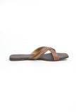 Tan Brown Criss Cross Cruelty-Free Leather Flats