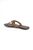 Tan Brown Criss Cross Cruelty-Free Leather Flats