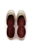 Shagufta White Silk Embroidered Velvet Juttis