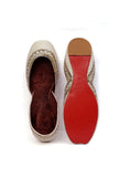 Shagufta White Silk Embroidered Velvet Juttis