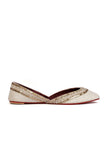 Shagufta White Silk Embroidered Velvet Juttis