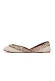 Shagufta White Silk Embroidered Velvet Juttis