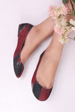 Red and Black Ikat Cruelty Free Leather Flat Ballerinas
