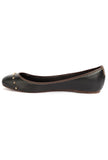 Black Beads Cruelty Free Leather Flat Ballerinas