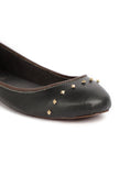 Black Beads Cruelty Free Leather Flat Ballerinas