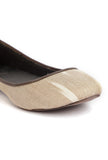 White and Beige Ikat Cruelty Free Leather Flat Ballerinas