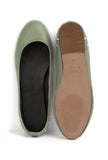 Sage Green Cruelty Free Leather Flat Ballerinas