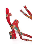Scarlet Red Kalamkari Tie Up Heels