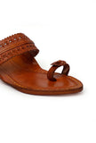 Kanak Brown Handcrafted Pure Leather Kolhapuri Flats