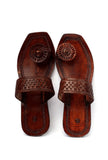 Kian Flower Brown Handcrafted Pure Leather Kolhapuri Flats