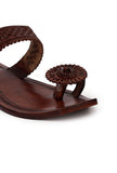 Kian Flower Brown Handcrafted Pure Leather Kolhapuri Flats