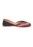 Black Rose Pink Tili Aari Embroidery Jutti