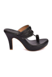 Classic Black Vegan Leather Kolhapuri Heels