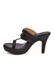 Classic Black Vegan Leather Kolhapuri Heels