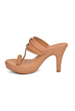 Beige Vegan Leather Kolhapuri Heels
